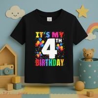 4 Years Old ItS My 4th Birthday Crew Balloons For Boy Toddler T-Shirt thumb 3