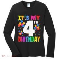 4 Years Old ItS My 4th Birthday Crew Balloons For Boy Women's Long Sleeve Shirt thumb 0
