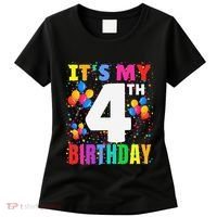 4 Years Old ItS My 4th Birthday Crew Balloons For Boy Women's T-Shirt thumb 0
