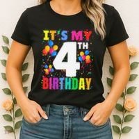 4 Years Old ItS My 4th Birthday Crew Balloons For Boy Women's T-Shirt thumb 2