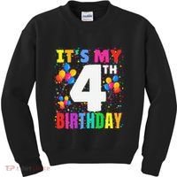 4 Years Old ItS My 4th Birthday Crew Balloons For Boy Kids Sweatshirt thumb 0
