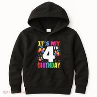 4 Years Old ItS My 4th Birthday Crew Balloons For Boy Kids Hoodie thumb 0
