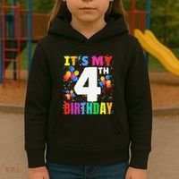 4 Years Old ItS My 4th Birthday Crew Balloons For Boy Kids Hoodie thumb 3