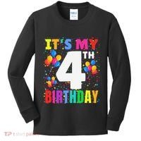 4 Years Old ItS My 4th Birthday Crew Balloons For Boy Kids Long Sleeve Shirt thumb 0