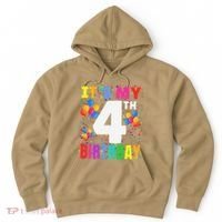 4 Years Old ItS My 4th Birthday Crew Balloons For Boy Hoodie thumb 0