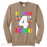 4 Years Old ItS My 4th Birthday Crew Balloons For Boy Sweatshirt thumb 0