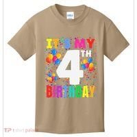 4 Years Old ItS My 4th Birthday Crew Balloons For Boy Kids T-Shirt thumb 0