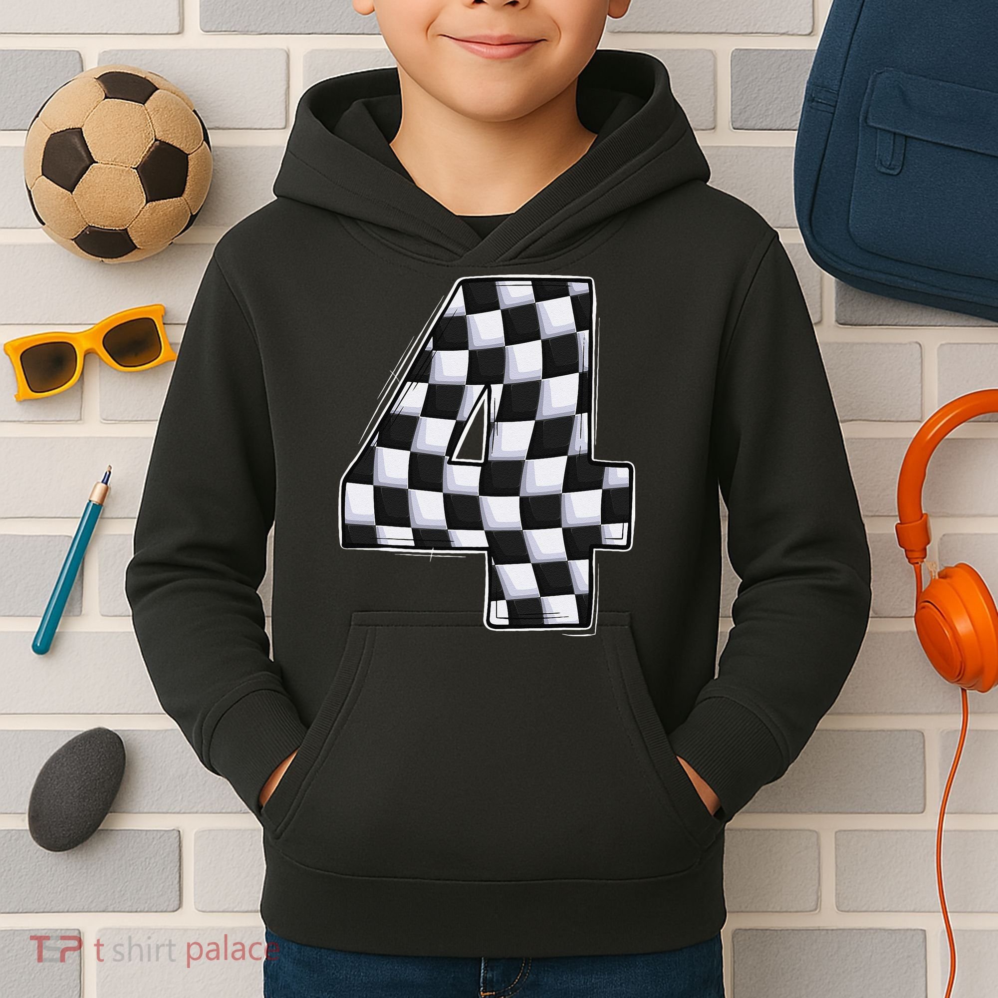 4 Year Old Pit Crew Car Racing 4th Birthday Race Car Kids Hoodie