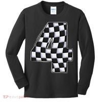 4 Year Old Pit Crew Car Racing 4th Birthday Race Car Kids Long Sleeve Shirt thumb 0