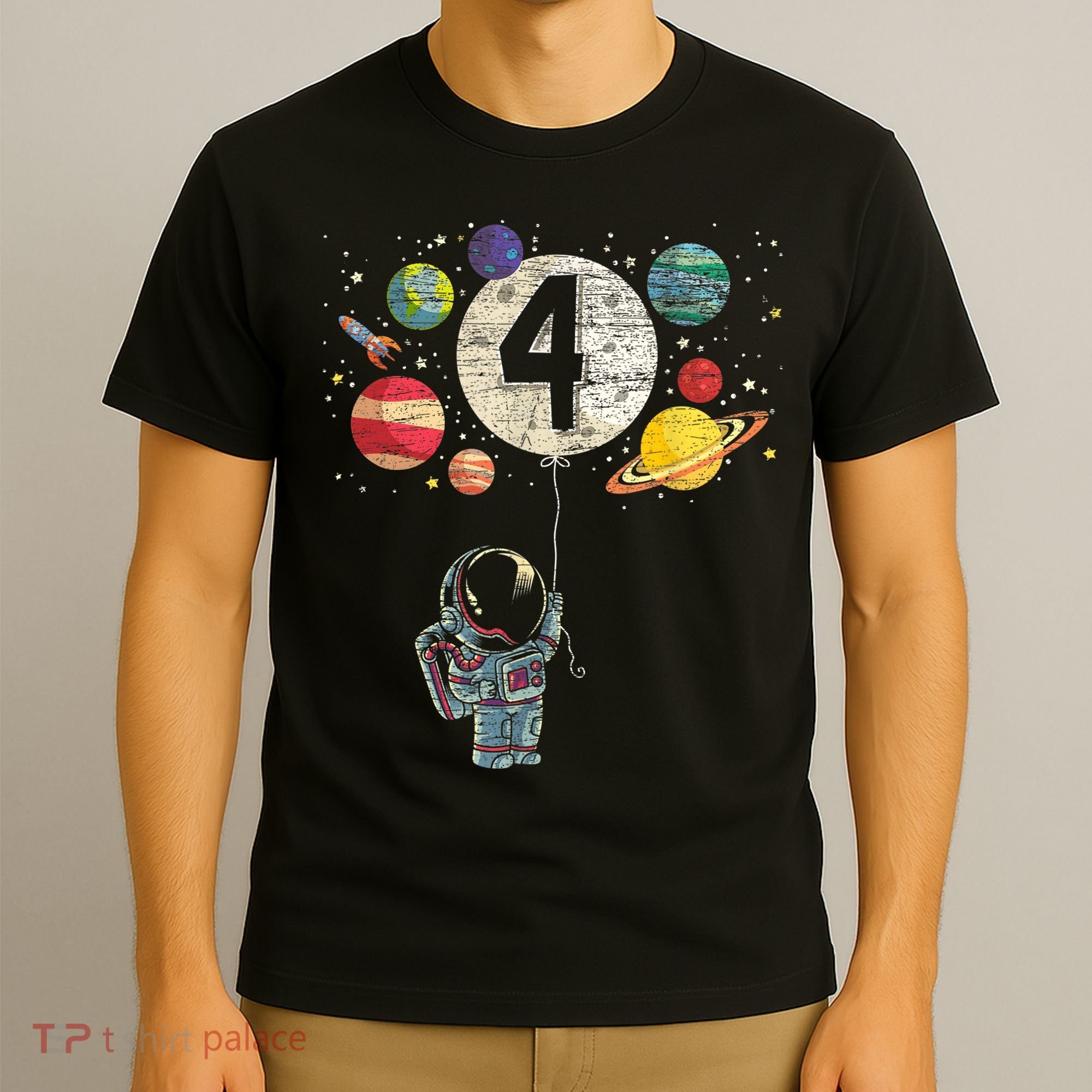 4 Years Old Birthday Boy Gifts Astronaut 4th Birthday T-Shirt