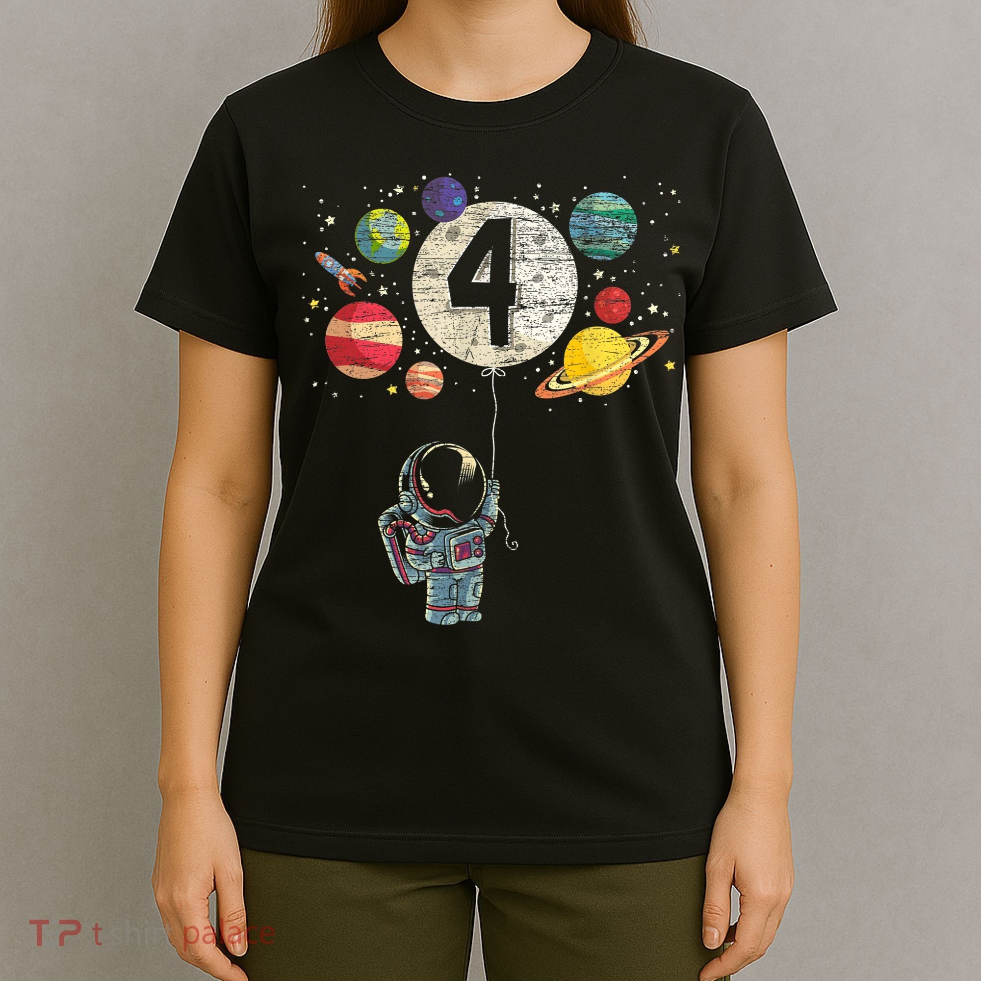 4 Years Old Birthday Boy Gifts Astronaut 4th Birthday T-Shirt