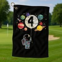 4 Years Old Birthday Boy Gifts Astronaut 4th Birthday Golf Towel thumb 1
