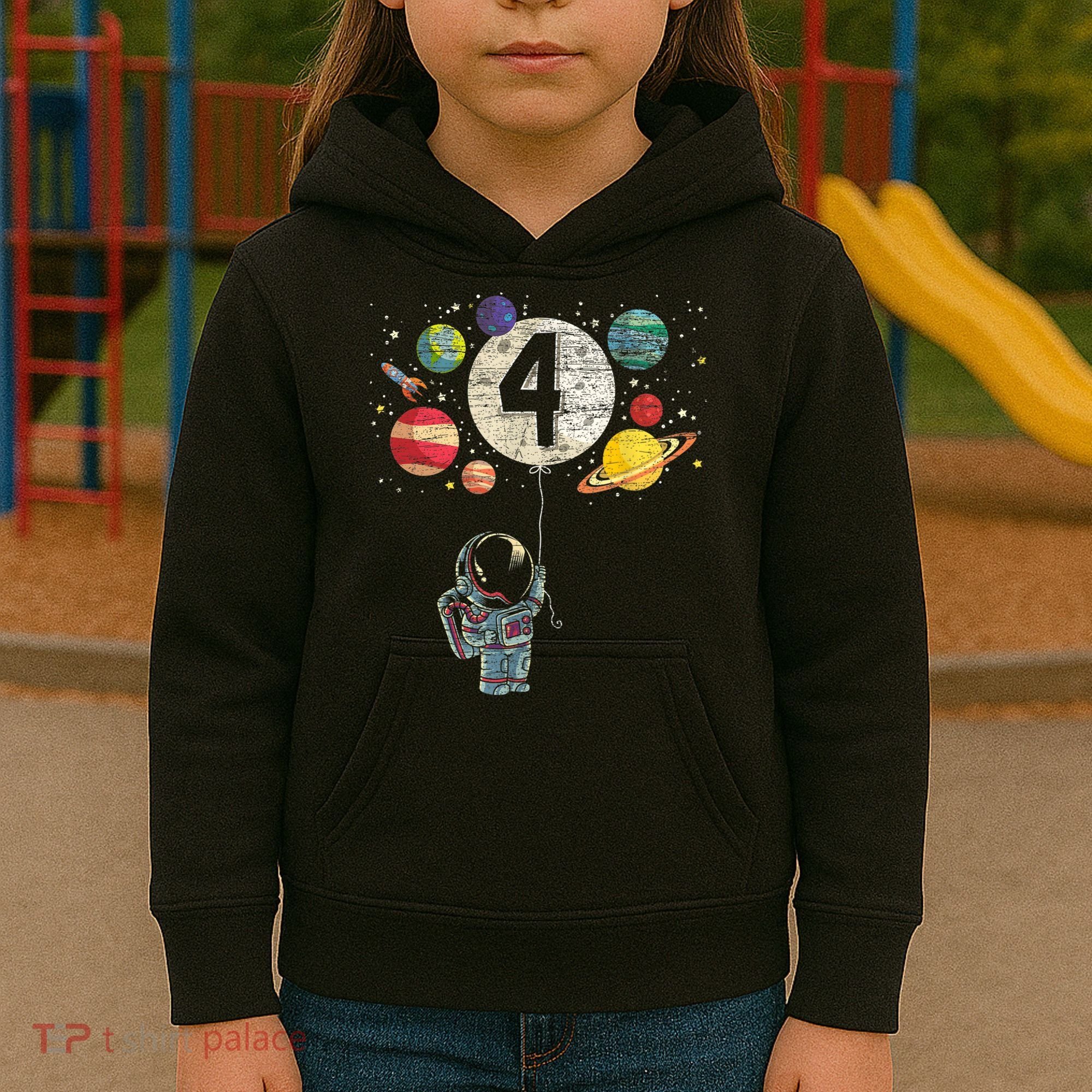 4 Years Old Birthday Boy Gifts Astronaut 4th Birthday Kids Hoodie