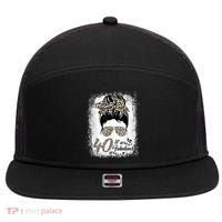 40 Years Old Fabulous Messy Bun Leopard 40th Birthday 7 Panel Mesh Trucker Snapback Hat thumb 0