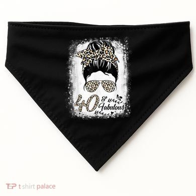 40 Years Old Fabulous Messy Bun Leopard 40th Birthday USA-Made Doggie Bandana