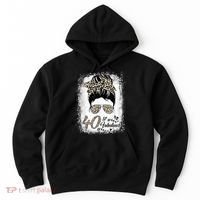 40 Years Old Fabulous Messy Bun Leopard 40th Birthday Hoodie thumb 0