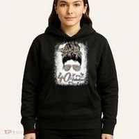 40 Years Old Fabulous Messy Bun Leopard 40th Birthday Hoodie thumb 5