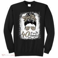 40 Years Old Fabulous Messy Bun Leopard 40th Birthday Sweatshirt thumb 0