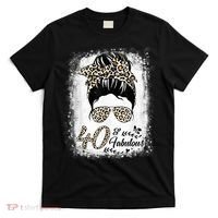 40 Years Old Fabulous Messy Bun Leopard 40th Birthday T-Shirt thumb 0