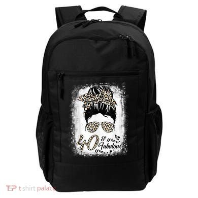 40 Years Old Fabulous Messy Bun Leopard 40th Birthday Backpack