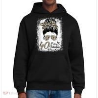 40 Years Old Fabulous Messy Bun Leopard 40th Birthday District V.I.T. Heavyweight Hoodie thumb 0