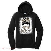 40 Years Old Fabulous Messy Bun Leopard 40th Birthday Women's Hoodie thumb 0