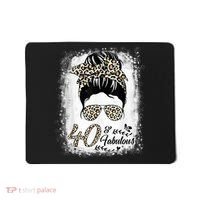 40 Years Old Fabulous Messy Bun Leopard 40th Birthday Mousepad thumb 0