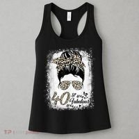 40 Years Old Fabulous Messy Bun Leopard 40th Birthday Women's Tank Top thumb 3