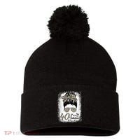 40 Years Old Fabulous Messy Bun Leopard 40th Birthday Pom Pom 12in Knit Beanie thumb 0