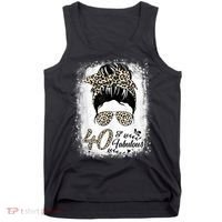 40 Years Old Fabulous Messy Bun Leopard 40th Birthday Tank Top thumb 0