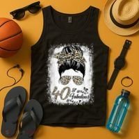 40 Years Old Fabulous Messy Bun Leopard 40th Birthday Tank Top thumb 4