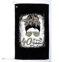 40 Years Old Fabulous Messy Bun Leopard 40th Birthday Golf Towel thumb 0