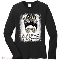 40 Years Old Fabulous Messy Bun Leopard 40th Birthday Women's Long Sleeve Shirt thumb 0