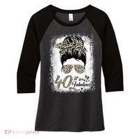 40 Years Old Fabulous Messy Bun Leopard 40th Birthday Women's Tri-Blend 3/4-Sleeve Raglan Shirt thumb 0