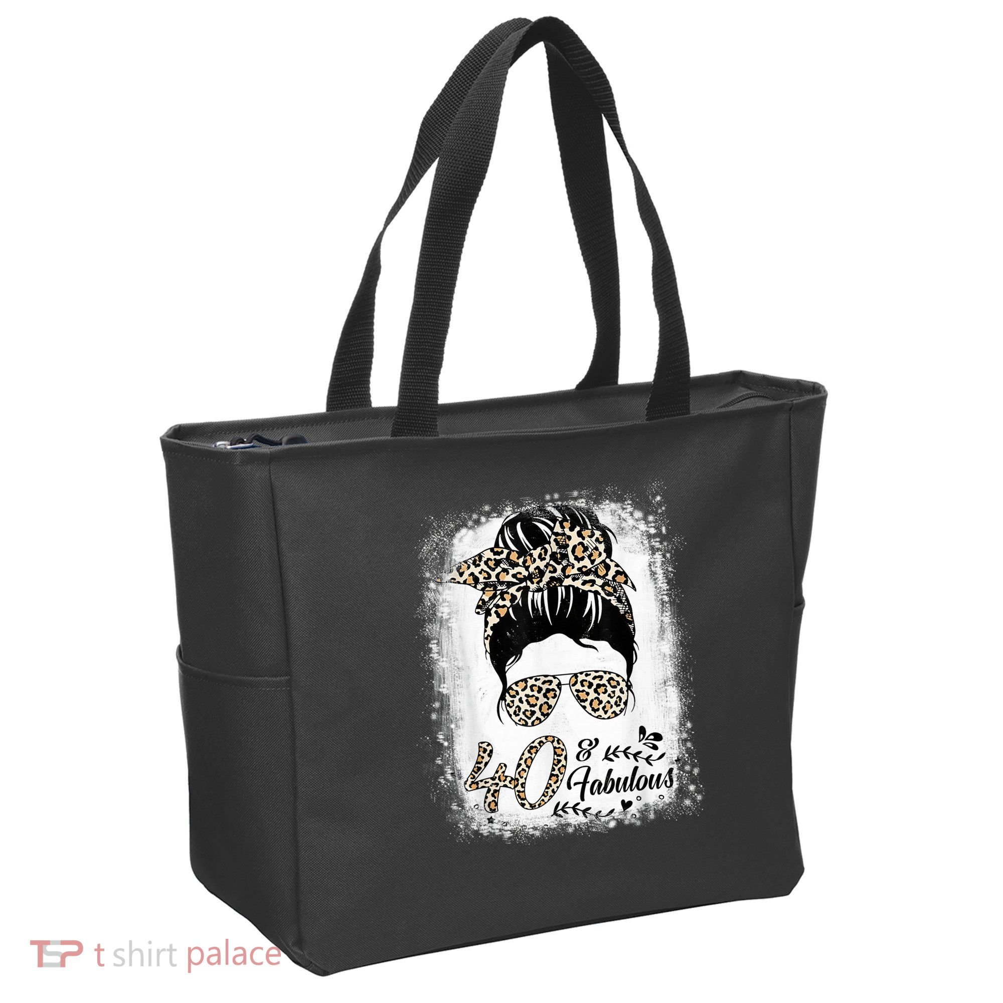 40 Years Old Fabulous Messy Bun Leopard 40th Birthday Tote Bag