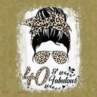 40 Years Old Fabulous Messy Bun Leopard 40th Birthday Garment-Dyed Women's Muscle Tee thumb 6