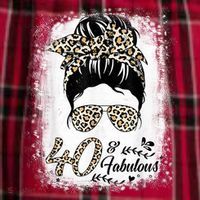40 Years Old Fabulous Messy Bun Leopard 40th Birthday Men's Flannel Plaid Pajama Pants thumb 2