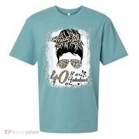 40 Years Old Fabulous Messy Bun Leopard 40th Birthday Sueded Cloud Jersey T-Shirt thumb 0