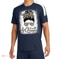 40 Years Old Fabulous Messy Bun Leopard 40th Birthday Sport-Tek Competitor United Soccer Jersey thumb 0
