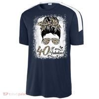 40 Years Old Fabulous Messy Bun Leopard 40th Birthday Sport-Tek Competitor United Soccer Jersey thumb 2