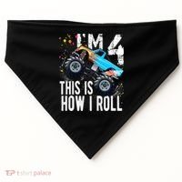 4 Year Old Gift Cool 4th Birthday Boy Gift For Monster Truck Car Lovers USA-Made Doggie Bandana thumb 0