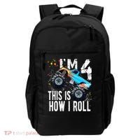 4 Year Old Gift Cool 4th Birthday Boy Gift For Monster Truck Car Lovers Backpack thumb 0