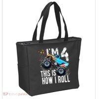 4 Year Old Gift Cool 4th Birthday Boy Gift For Monster Truck Car Lovers Tote Bag thumb 2