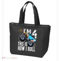 4 Year Old Gift Cool 4th Birthday Boy Gift For Monster Truck Car Lovers Tote Bag thumb 3