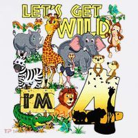 4 Year Old Zoo Safari Birthday Party Tee Lets Get Wild Im 4 Kids Sweatshirt thumb 2