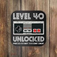 40 Year Old Fourty Birthday Gift Level 40 Unlocked Gamer Coaster thumb 0