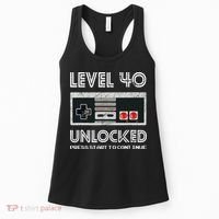 40 Year Old Fourty Birthday Gift Level 40 Unlocked Gamer Women's Tank Top thumb 0