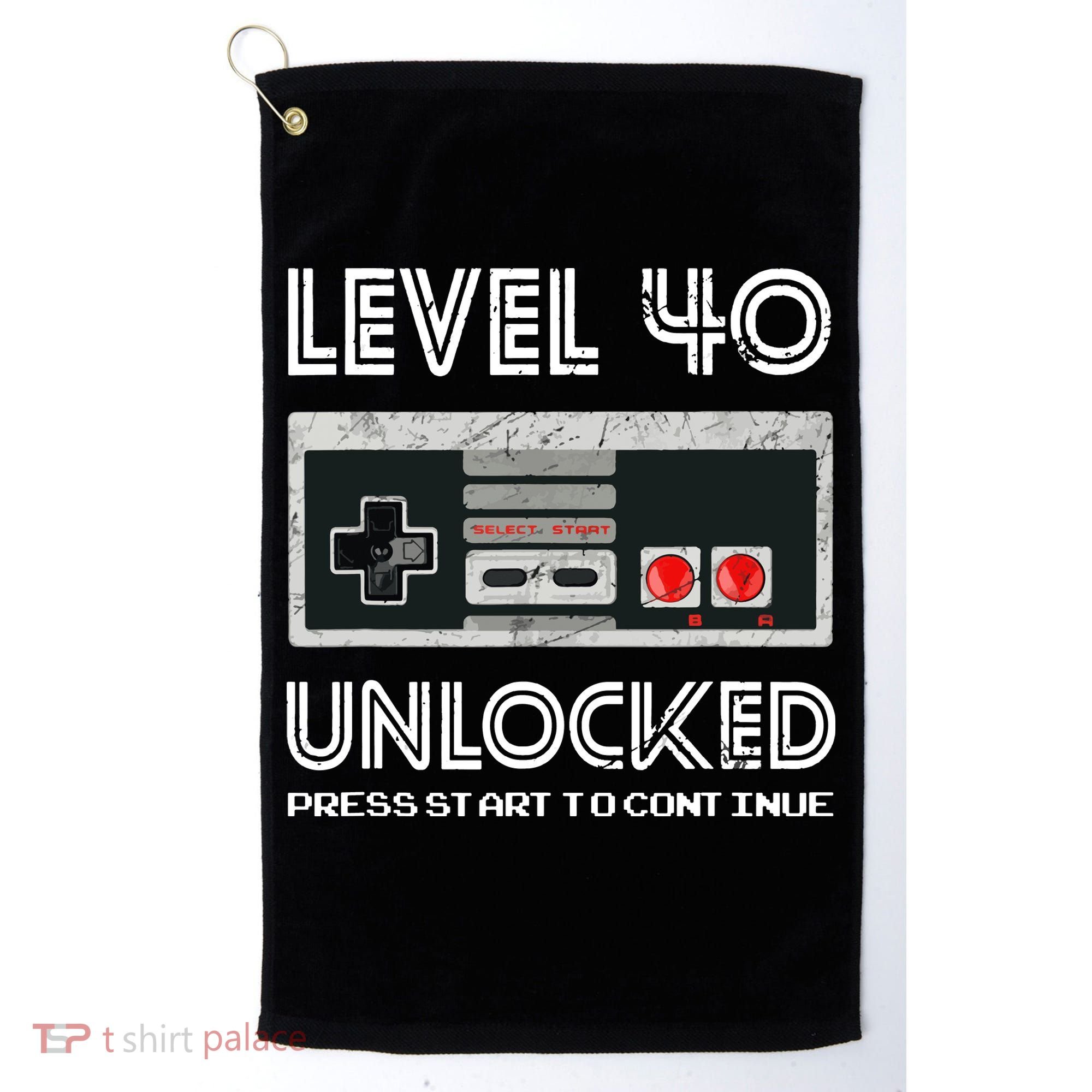 40 Year Old Fourty Birthday Gift Level 40 Unlocked Gamer Golf Towel