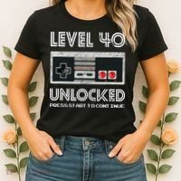 40 Year Old Fourty Birthday Gift Level 40 Unlocked Gamer Women's T-Shirt thumb 2