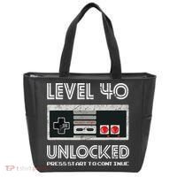 40 Year Old Fourty Birthday Gift Level 40 Unlocked Gamer Tote Bag thumb 0